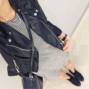 Black faux leather moto jacket